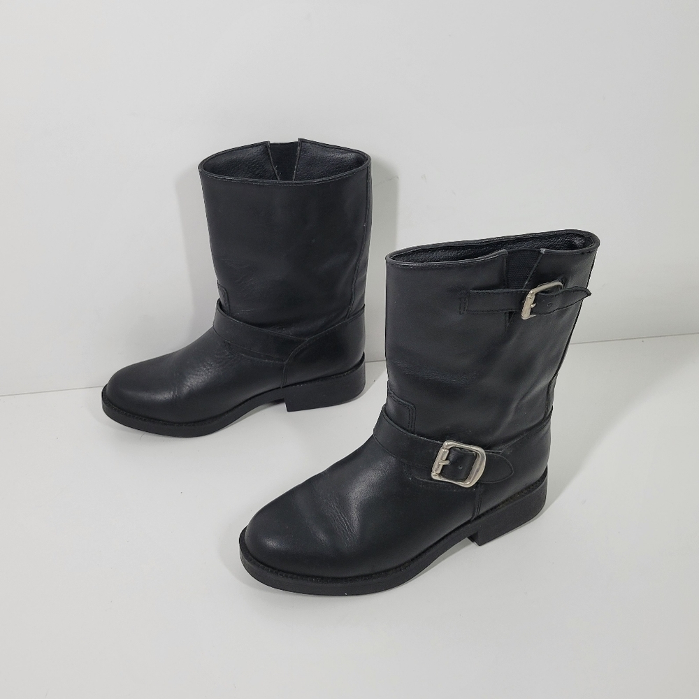 Dingo Black Leather Side Buckles Western Cowboy Boots Youth Size 2